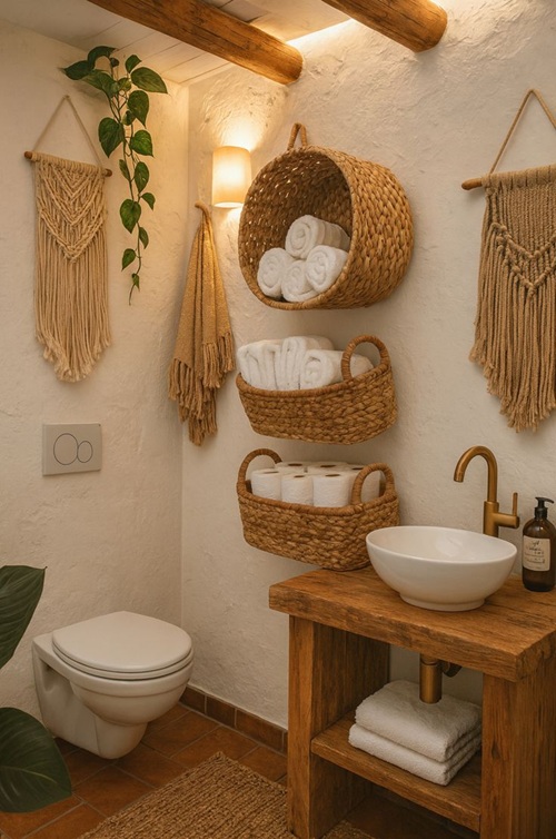 BATHROOM DECOR- Rustic Boho Storage