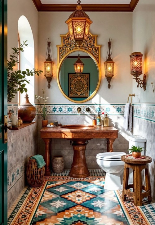 Use Patterned Tiles- BATHROOM DECOR