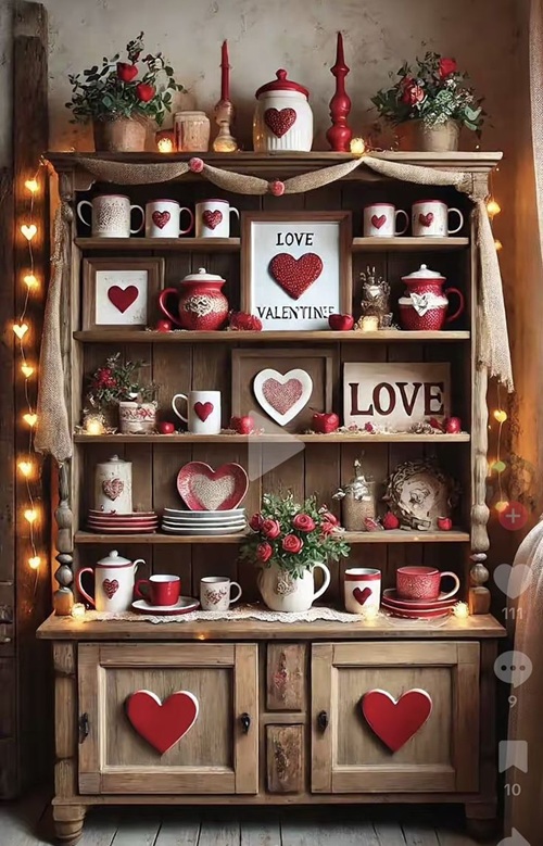 Wooden Cabinet with Warm Light Valentine’s day