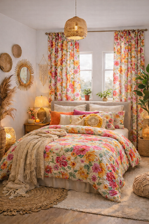 Soft Pastel Floral for a Calm Bedroom- floral bedding ideas