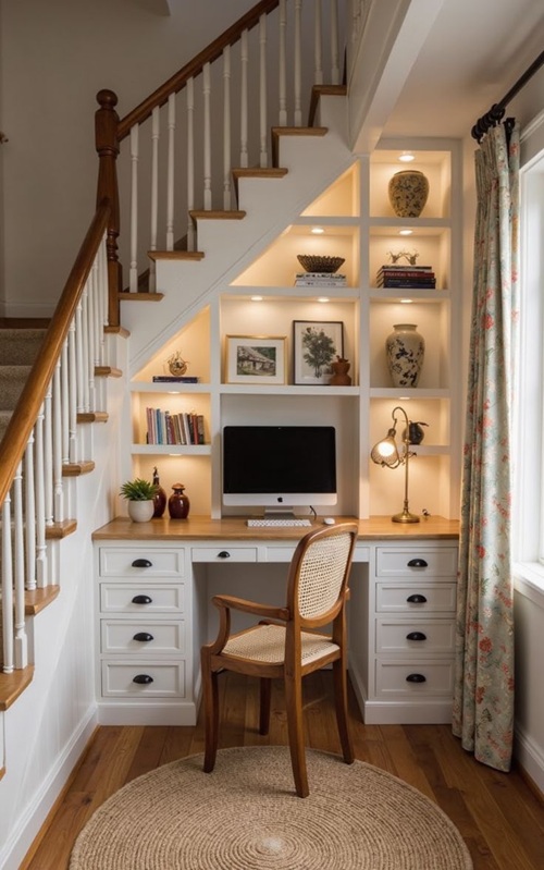 Smart Functionality Understairs Desk : woodykiss