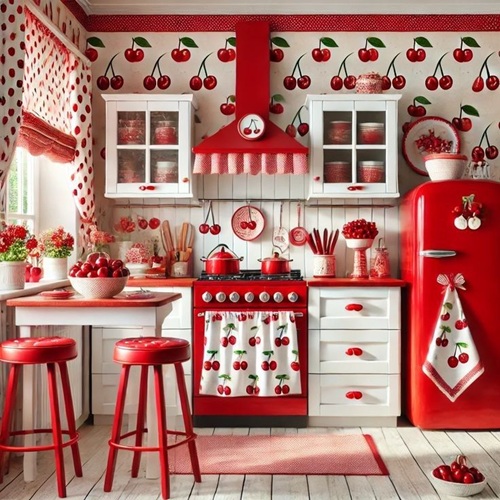 cherry red kitchen idea: woodykiss