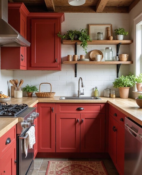 matt red kitchen idea: woodykiss