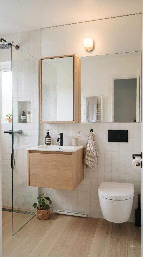 Small Bathroom Secrets: choose large mirror