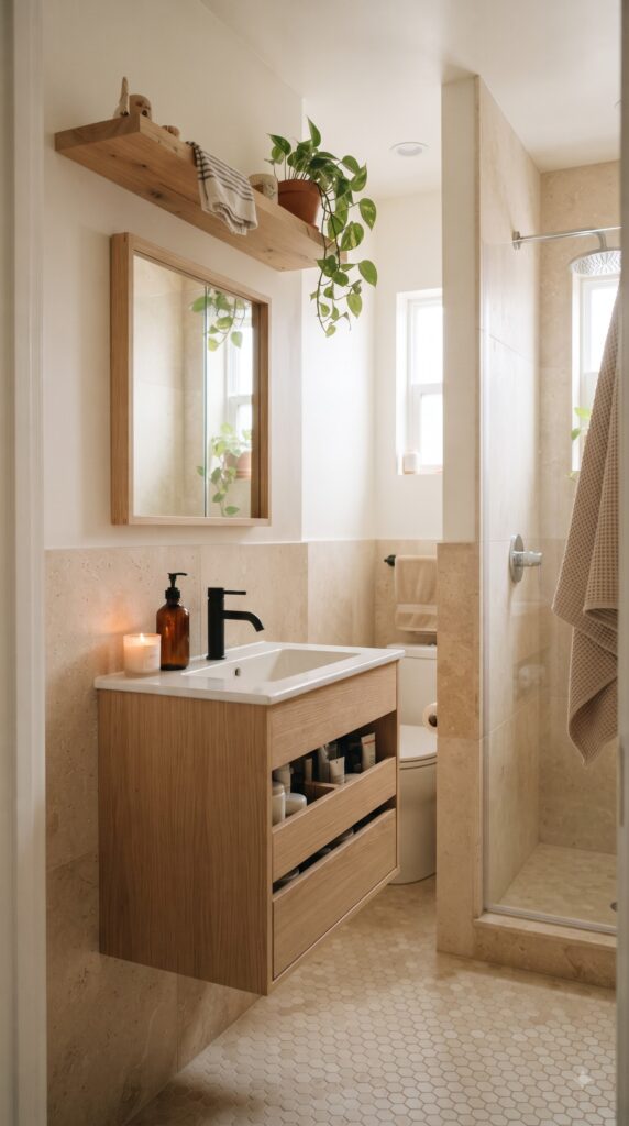Small Bathroom Secrets: keep the countertop minimal